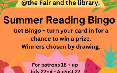 Summer Reading Bingo Ages 18 and up July 22nd – August 22nd